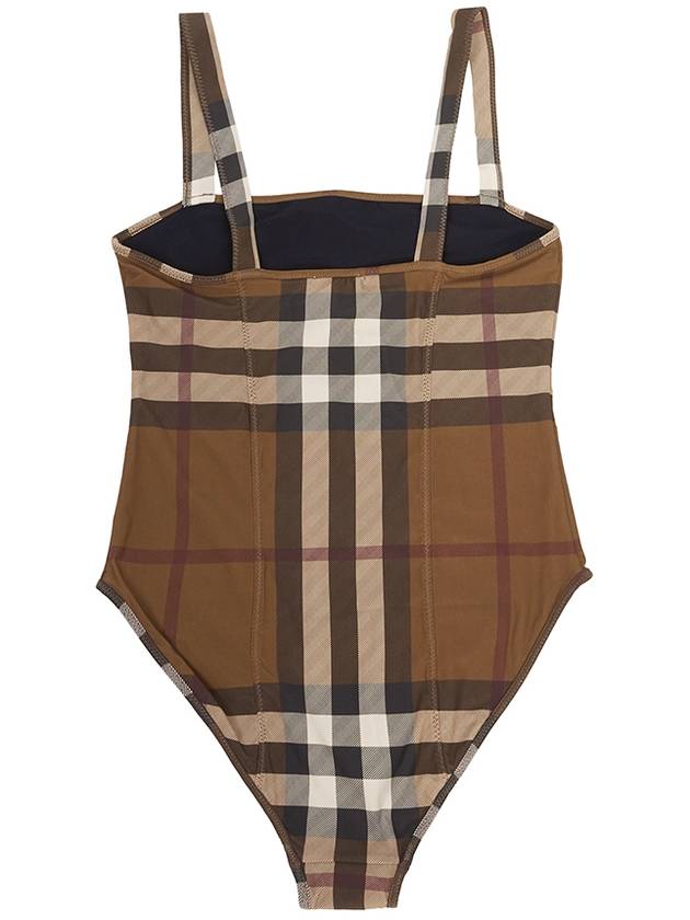 Women's Check Stretch Nylon One-Piece Swimsuit Burch Brown - BURBERRY - BALAAN 3