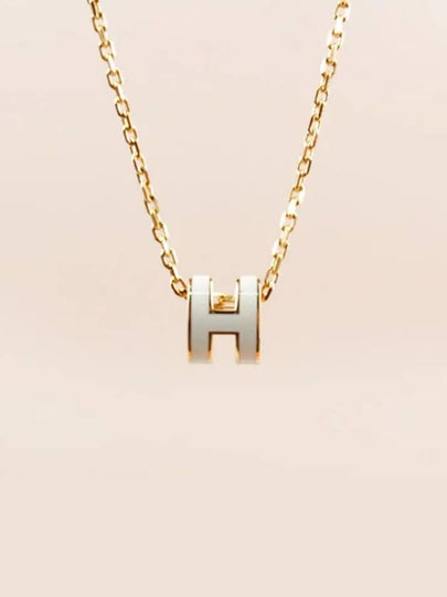 Mini Pop H Pendant Necklace Gold Blanc White - HERMES - BALAAN 2