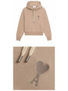 Heart Logo Cotton Hoodie Beige - AMI - BALAAN 5