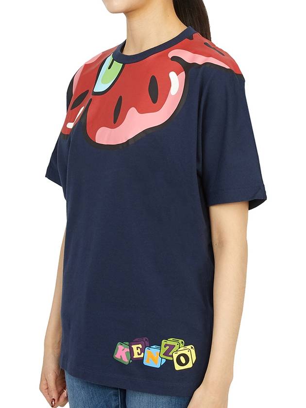 Boke Boy Kimono Flower Print Short Sleeve T-Shirt Navy - KENZO - BALAAN 3