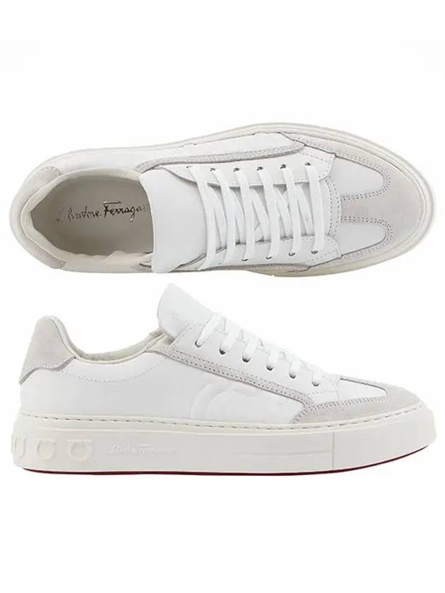 Gancini Low Top Sneakers White - SALVATORE FERRAGAMO - BALAAN 3