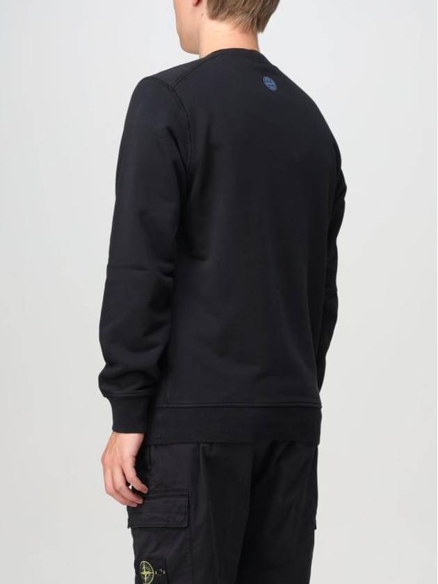 Cotton Fleece Crew Neck Sweatshirt Black - STONE ISLAND - BALAAN 3