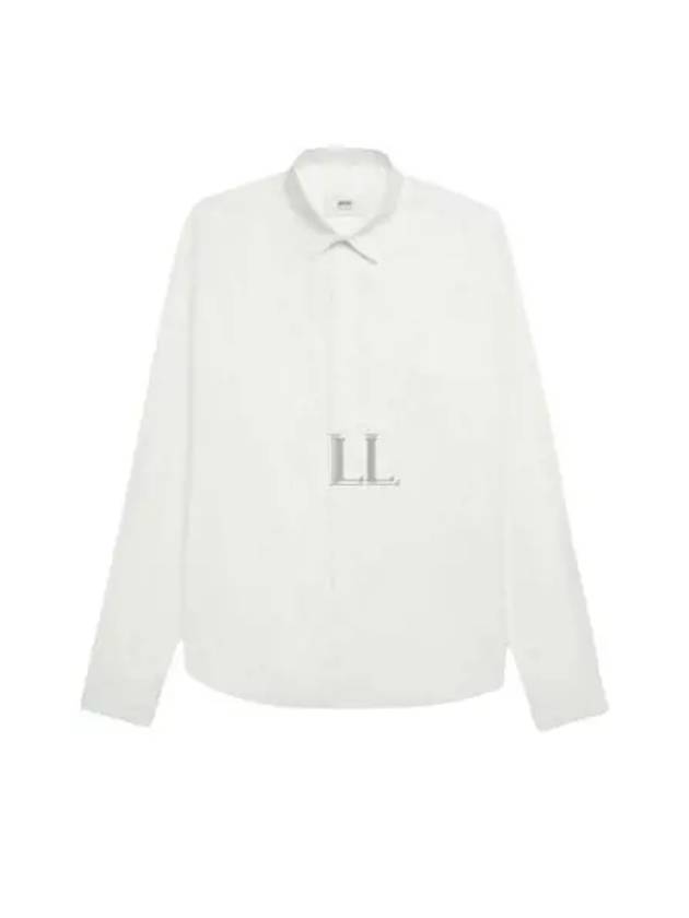 Heart Logo Tonal Cotton Poplin Long Sleeve Shirt White - AMI - BALAAN 2