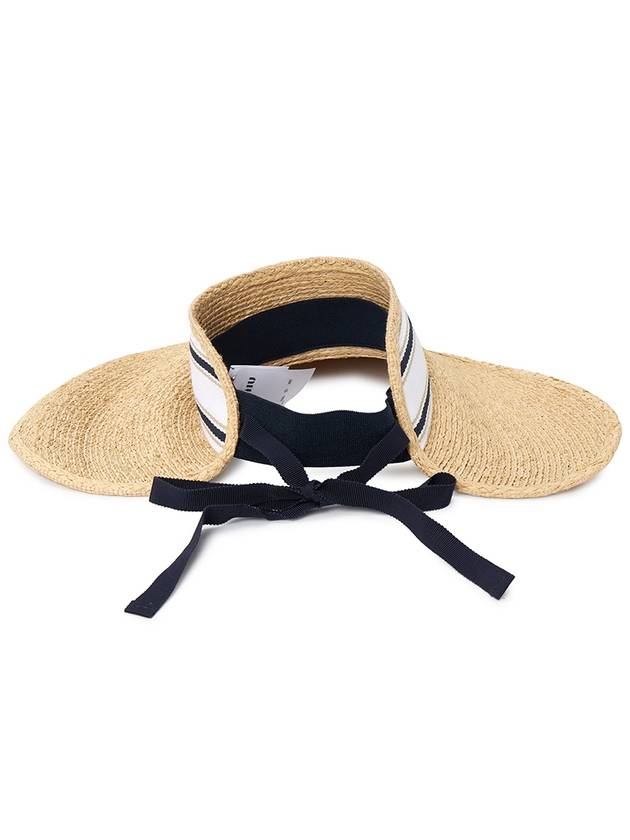 Logo Ribbon Raffia Bucket Hat Beige - MIU MIU - BALAAN 4