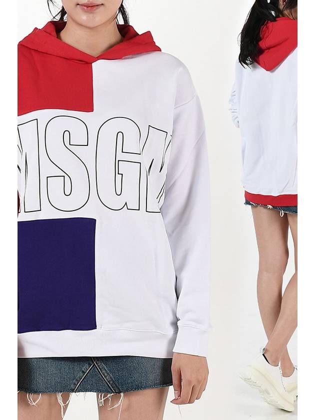 MSGM 2641MDM94 Color Block Hooded Sweatshirt White Red 195299 18 - MSGM - BALAAN 2