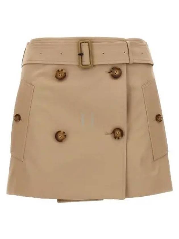 Women's Cotton Gabardine Mini Trench A-Line Skirt Beige - BURBERRY - BALAAN 2