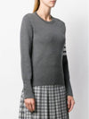 Milano Stitch Crewneck 4-Bar Cotton Crepe Knit Top Grey - THOM BROWNE - BALAAN 5