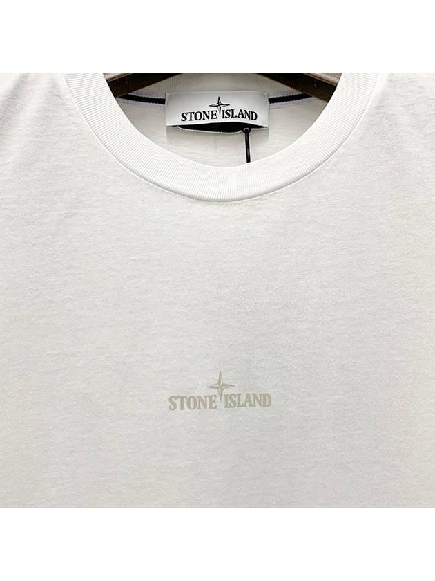 Logo Print Short Sleeve T-Shirt White - STONE ISLAND - BALAAN 5