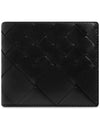 Intrecciato Leather Bi Fold Half Wallet Black - BOTTEGA VENETA - BALAAN 2