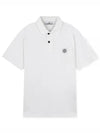 Logo Patch Short Sleeve Cotton Polo Shirt White - STONE ISLAND - BALAAN 2