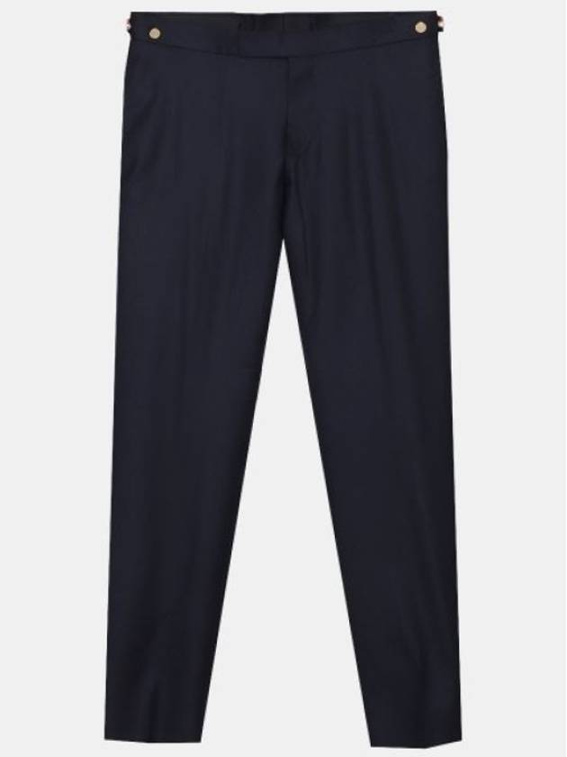 Low Rise Side Tab Wool Slacks Navy - THOM BROWNE - BALAAN 2