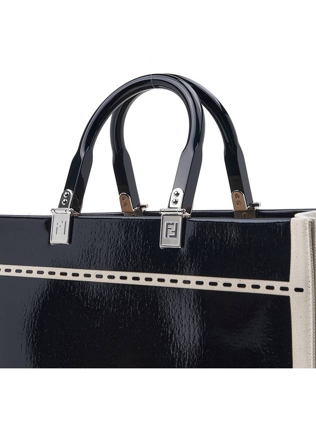 Sunshine Patent Leather Medium Tote Bag Black - FENDI - BALAAN 8