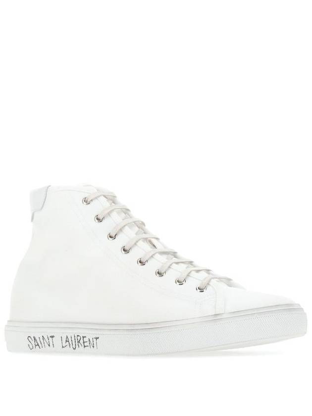 Malibu Logo Canvas High Top Sneakers White - SAINT LAURENT - BALAAN 3