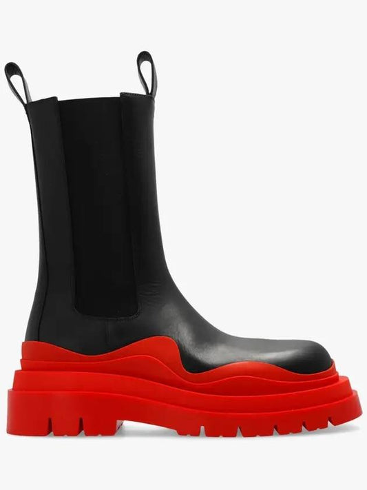 Tire Chelsea Boots Black Red - BOTTEGA VENETA - BALAAN.