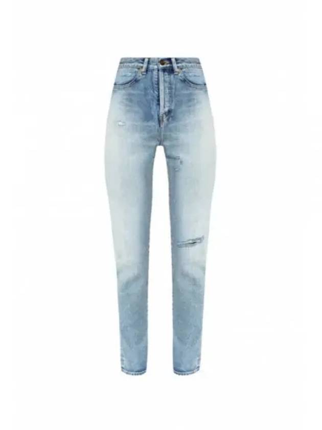 Pocket high waist slim fit denim pants blue 644024 YM372 - SAINT LAURENT - BALAAN 1