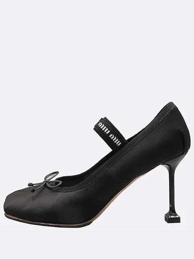 5I793D Black Satin Logo Banding Pumps Heel Size 38 - MIU MIU - BALAAN 3