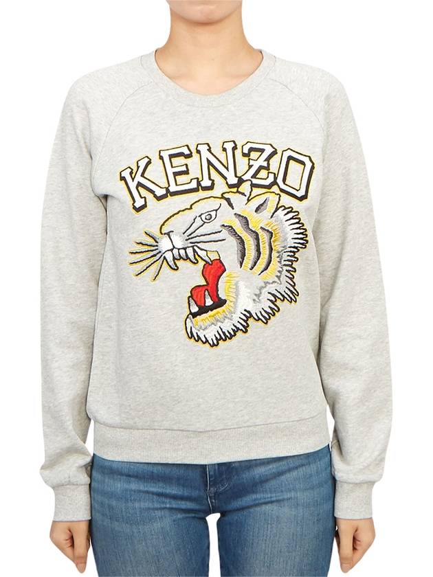 Kids Tiger Logo Sweatshirt Grey - KENZO - BALAAN 2