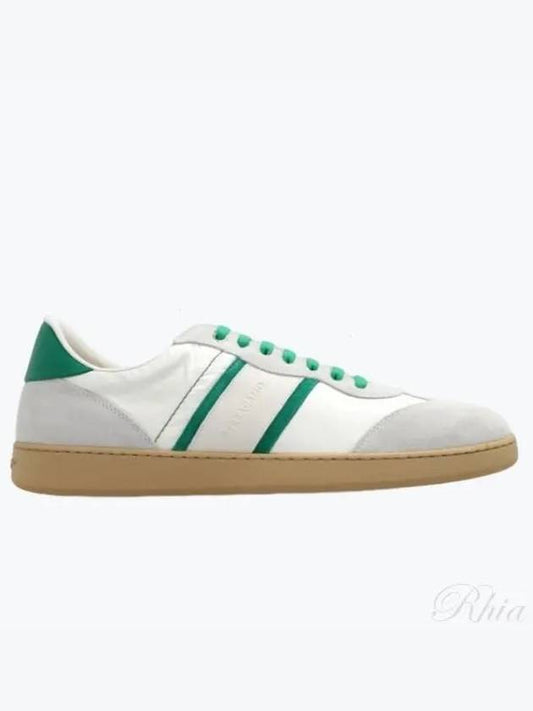 Gancini Suede Fabric Low Top Sneakers White Green - SALVATORE FERRAGAMO - BALAAN 2