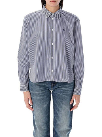 Polo Ralph Lauren Cropped Boxy Striped Cotton Shirt - POLO RALPH LAUREN - BALAAN 1