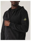 Logo Cotton Zip-Up Hoodie Black - STONE ISLAND - BALAAN 7