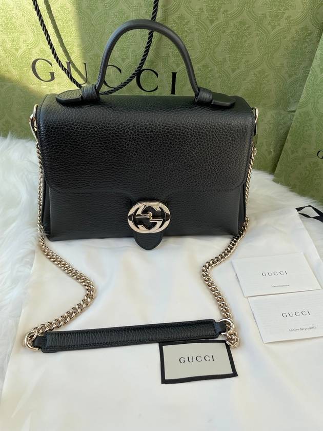 GG Interlocking Chain Small Top Handle Shoulder Bag Black - GUCCI - BALAAN 5