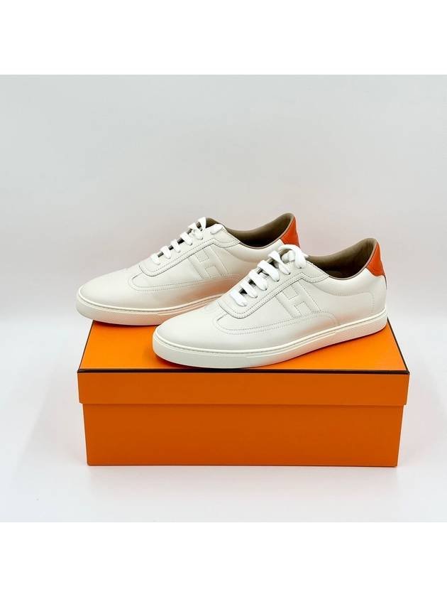 Men's Quicker Low Top Sneakers Blanc Orange - HERMES - BALAAN 2