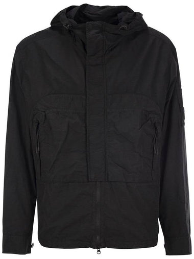 Flatt Nylon Overshirt Hooded Jacket Black - CP COMPANY - BALAAN 1