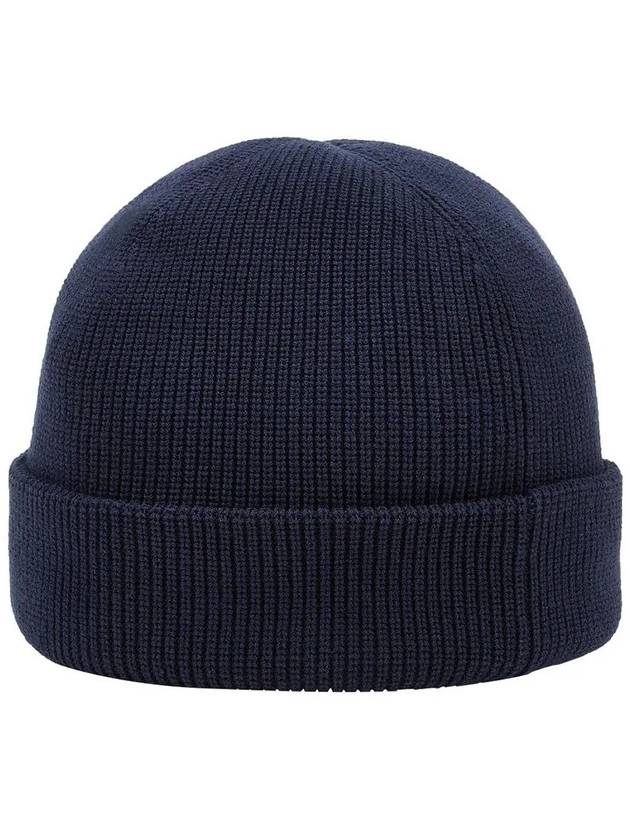 Logo Ribbed Soft Organic Cotton Beanie Navy - STONE ISLAND - BALAAN 4