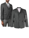 Donegal Tweed 4 Bar Single Breasted Blazer Jacket Grey - THOM BROWNE - BALAAN 7