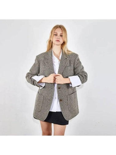 Trendy Homespun Half Coat Oversized Fit Wool Jacket Grey - VOYONN - BALAAN 1