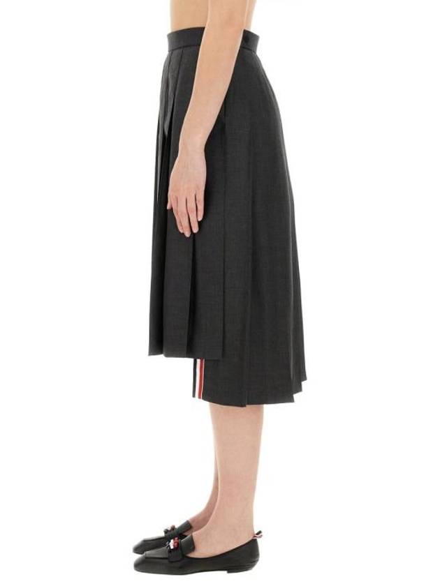 Super 120S Twill Below Knee Pleated Skirt Dark Grey - THOM BROWNE - BALAAN 5