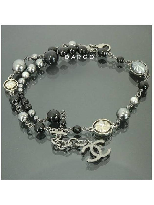 CC Crystal Bracelet Black Silver - CHANEL - BALAAN 2