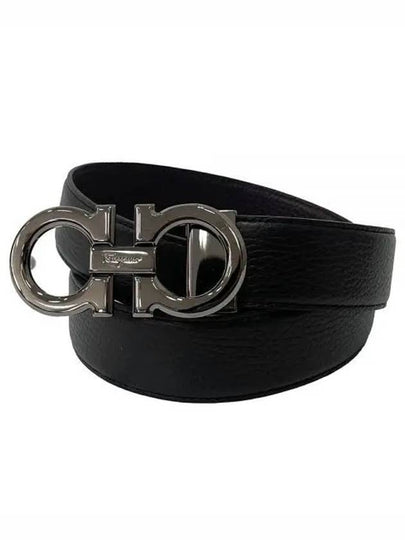 Reversible Gancini Leather Belt Dark Brown Black - SALVATORE FERRAGAMO - BALAAN 2