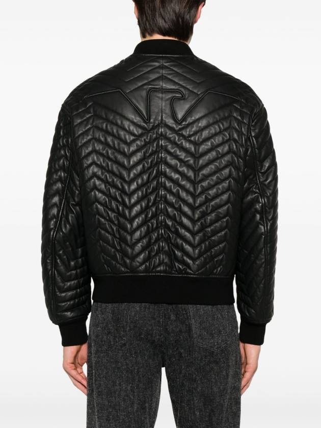 Loose fit nappa lambskin bomber jacket black - EMPORIO ARMANI - BALAAN 3