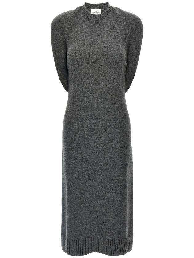 Over Shoulder Drape Midi Dress Grey - COURREGES - BALAAN 1