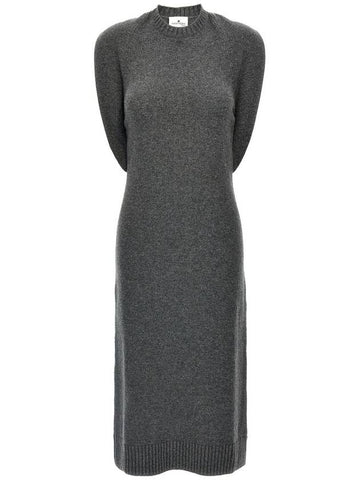 Over Shoulder Drape Midi Dress Grey - COURREGES - BALAAN 1