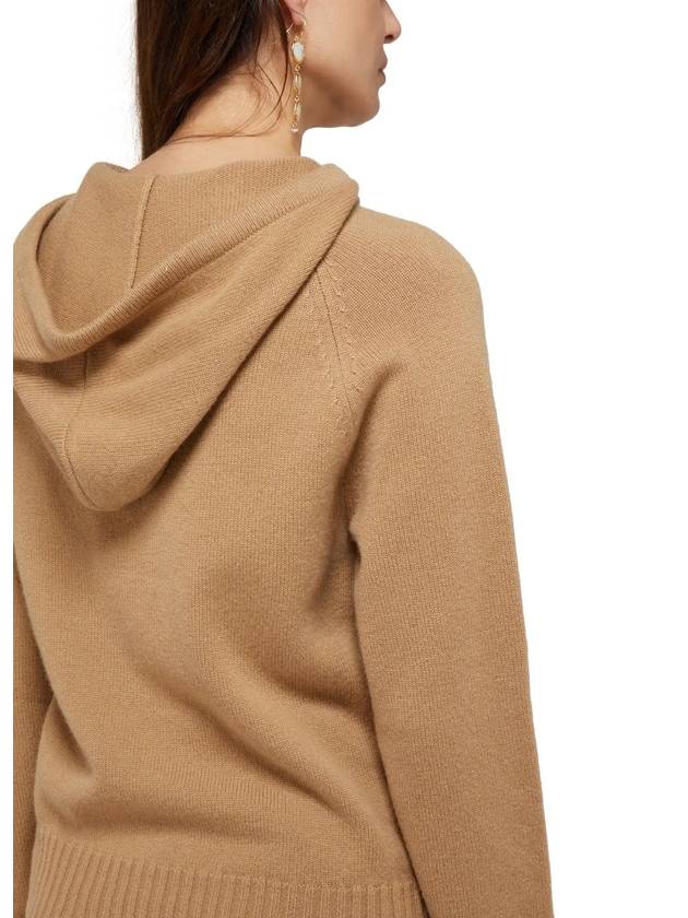 Women's Ananas Wool Cashmere Knit Hoodie Camel - MAX MARA - BALAAN 5