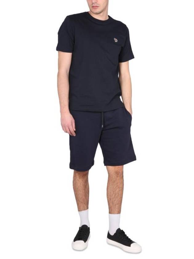 Zebra Logo Cotton Sweat Shorts Navy - PAUL SMITH - BALAAN 2