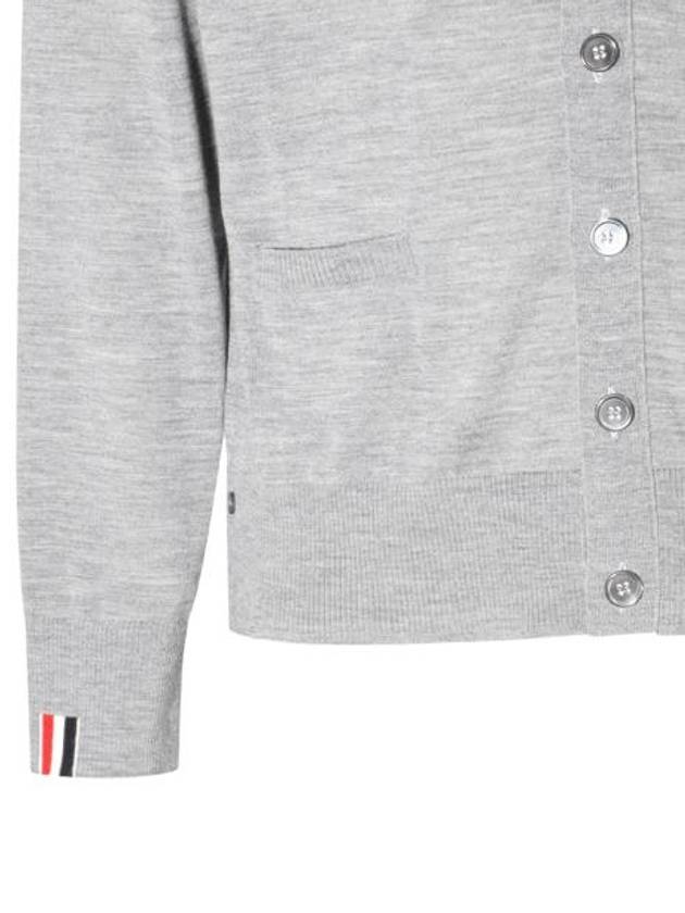 Men's Jersey Stitch V-Neck Cardigan Light Grey - THOM BROWNE - BALAAN 6