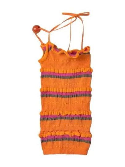 Striped One Shoulder Knit Top Orange - JACQUEMUS - BALAAN 2