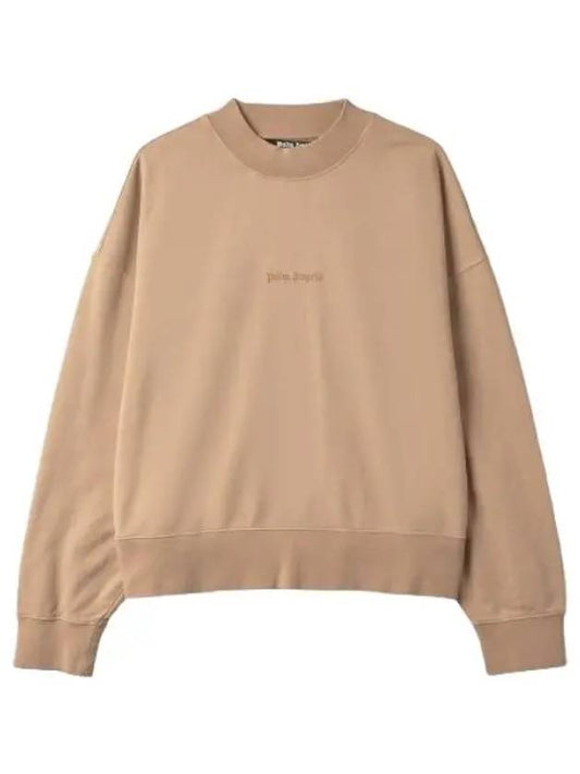 Reverse logo crew neck sweatshirt beige T shirt - PALM ANGELS - BALAAN 1