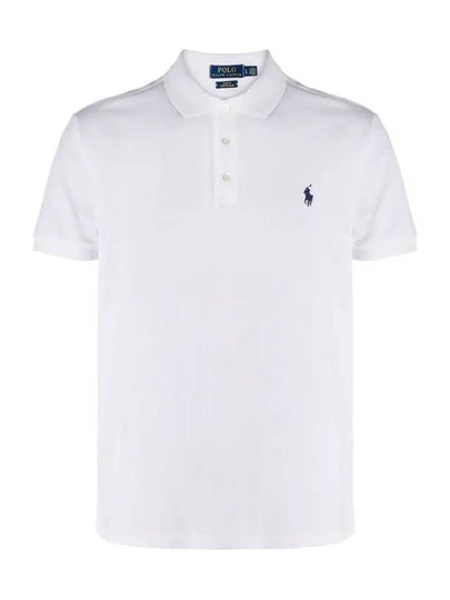 Men's Embroidery Navy Pony Short Sleeve Polo Shirt White - POLO RALPH LAUREN - BALAAN 2