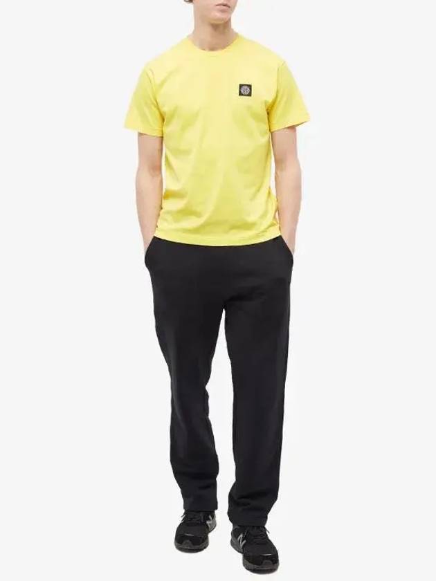 Logo Patch Cotton Short Sleeve T-Shirt Yellow - STONE ISLAND - BALAAN 6