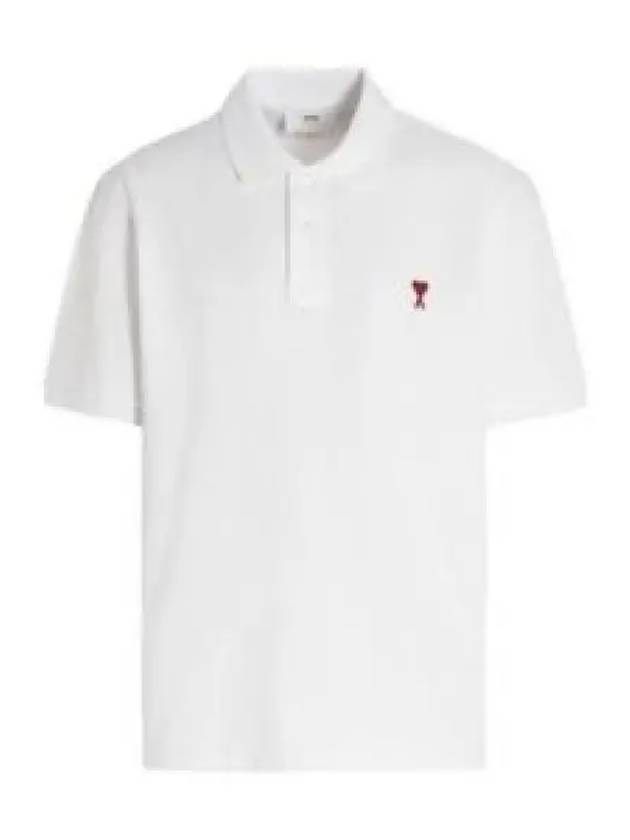 Small Heart Logo Polo Shirt White - AMI - BALAAN 2