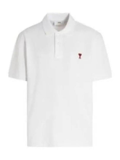 Small Heart Logo Polo Shirt White - AMI - BALAAN 2