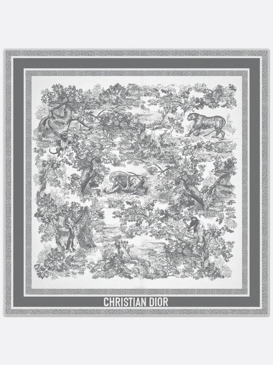 Toile de Jouy Sauvage 90 Square Scarf Grey - DIOR - BALAAN 2