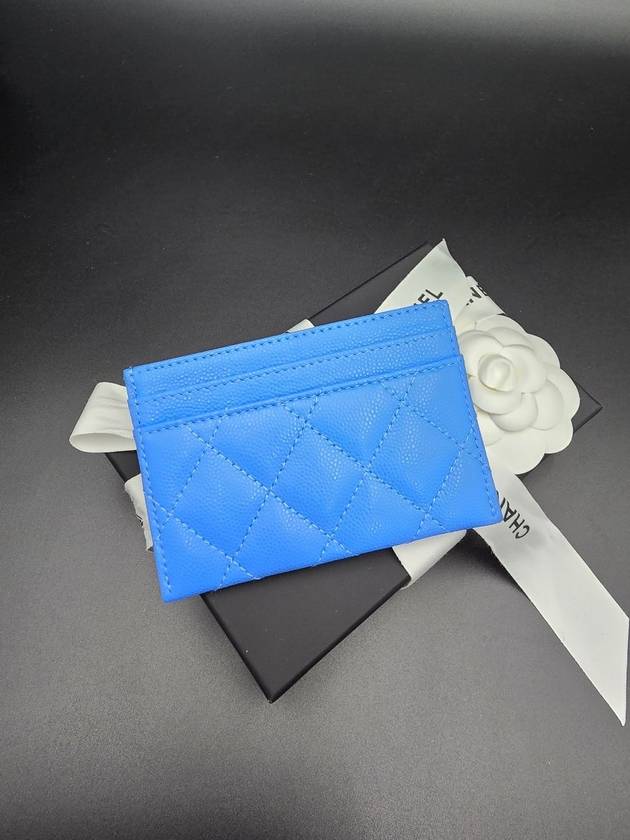 Caviar Card Wallet Holder Slot Season Blue Silver Plate AP3832 - CHANEL - BALAAN 9