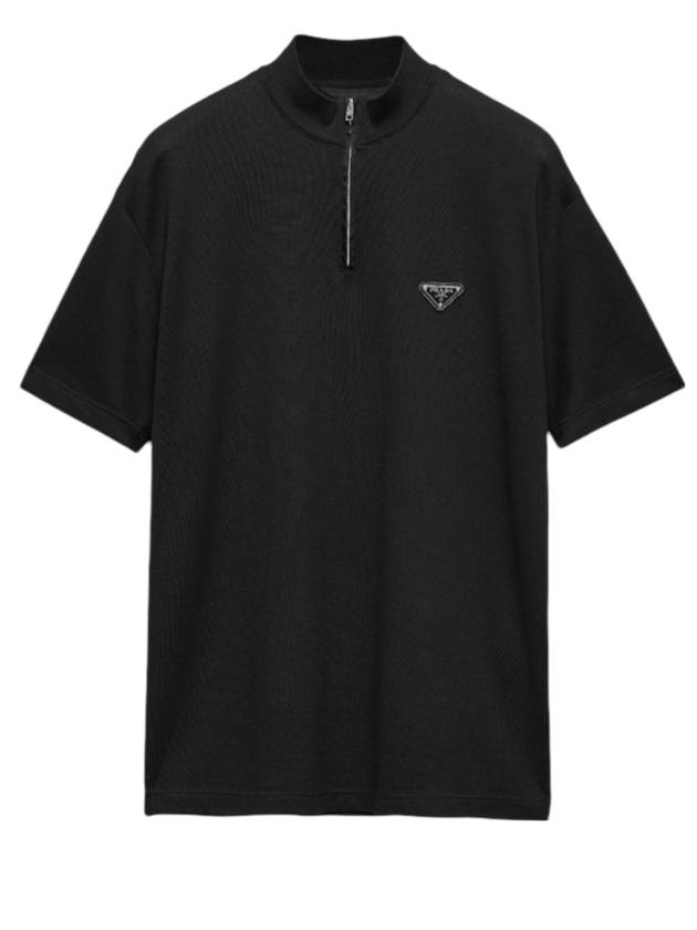 pique quarter zip t shirt - PRADA - BALAAN 1