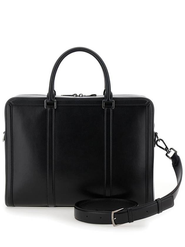 Black Handbag With Mini Logo Plaque In Leather Man - DOLCE&GABBANA - BALAAN 2