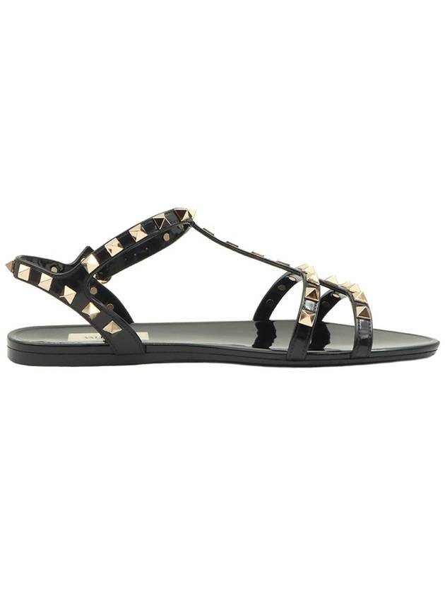 Black rubber gold plated Rockstud flat women s sandals 37 VW2S0H38 - VALENTINO - BALAAN 5